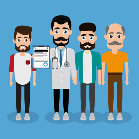 Prostate cancer campaign doctor showing medical report vector illustration graphic designのイラスト素材