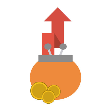 Purse with coins with arrow up vector illustration graphic designのイラスト素材