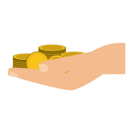 Hand holding coins savings vector illustration graphic designのイラスト素材