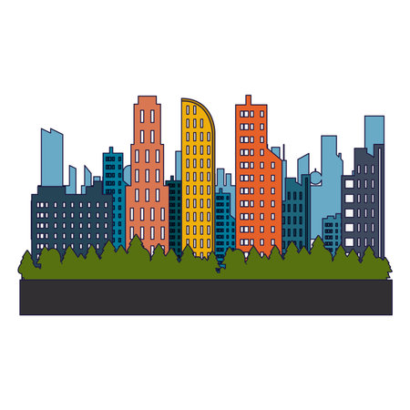 Cityscape buildings scenery isolated vector illustration graphic designのイラスト素材