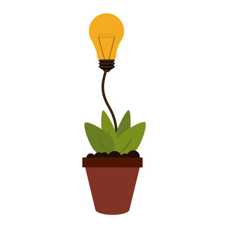 plant pot with bulb light vector illustration graphic designのイラスト素材