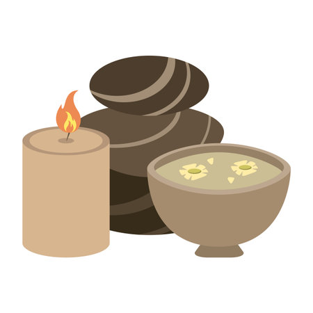 spa rocks and oil with candle aromatherapy vector illustration graphic designのイラスト素材