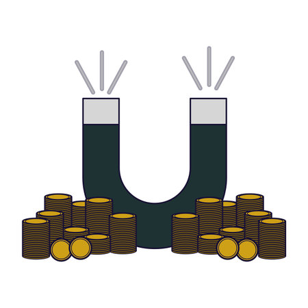 Money magnet with coins vector illustration graphic designのイラスト素材