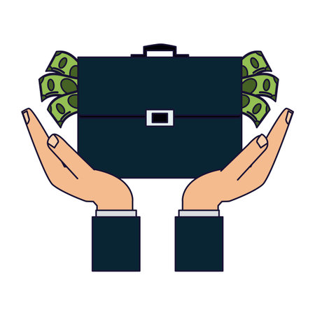 Briefcase with money on hands vector illustration graphic designのイラスト素材