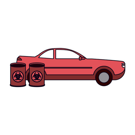 Car and oil barrels vector illustration graphic designのイラスト素材