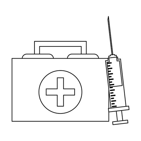 Medical first aids suitcase and needle vector illustration graphic designのイラスト素材