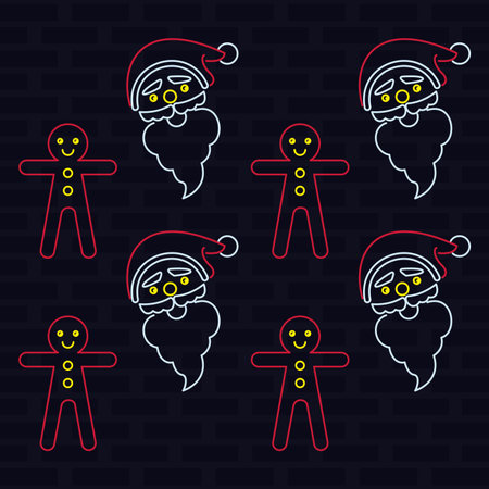 merry christmas wallpaper santa claus gingerbread man brick wall background vector illustration graphic designのイラスト素材