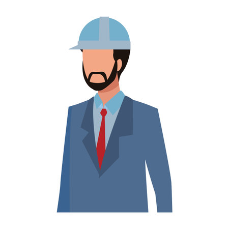 man architect with plans and helmet avatar vector illustration graphic designのイラスト素材