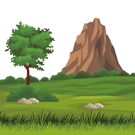 Beautiful landscape scenery with mountains vector illustration graphic designのイラスト素材