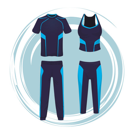 fitness sport clothes for male and female collection vector illustration graphic designのイラスト素材