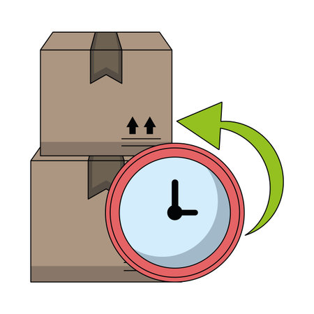 Delivery and logistics boxes and timer vector illustration graphic designのイラスト素材
