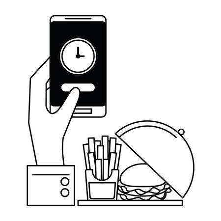 Online fast food order and delivery from smartphone vector illustration graphic designのイラスト素材