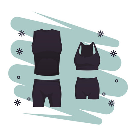 Sport clothes for women and men collection over grunge background vector illustration graphic designのイラスト素材
