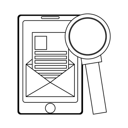 Smartphone email sending with magnifying glass vector illustration graphic designのイラスト素材