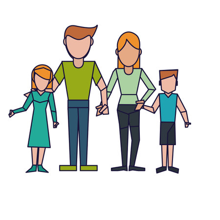 Family mother and father with son and daughter vector illustration graphic designのイラスト素材