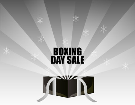 Boxing day sale card with black gift box vector illustration graphic designのイラスト素材