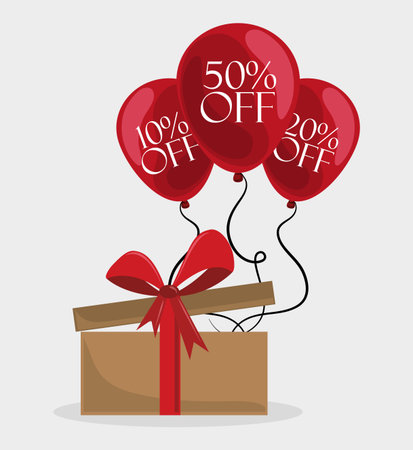 Shopping discounts Gift box with balloons vector illustration graphic designのイラスト素材