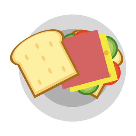 Delicious sandwich open topview food vector illustration graphic designのイラスト素材