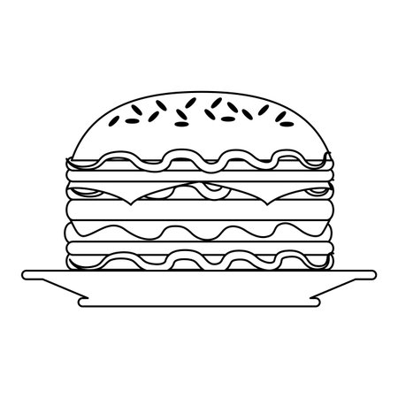 Hamburger on dish fast food vector illustration graphic designのイラスト素材