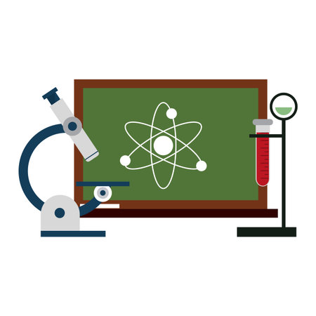 Science flask and microscope with blackboard vector illustration graphic designのイラスト素材