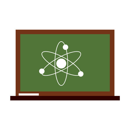 Blackboard with atom symbol vector illustration graphic designのイラスト素材