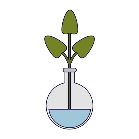 Chemistry flask with plant vector illustration graphic designのイラスト素材