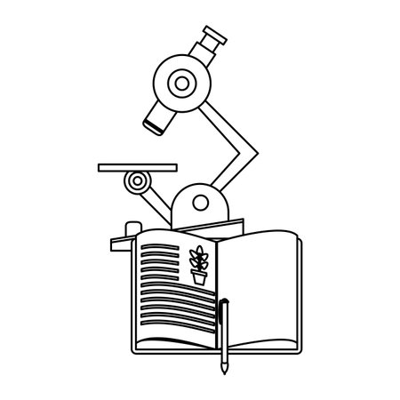 Science microscope and book open with pen vector illustration graphic designのイラスト素材