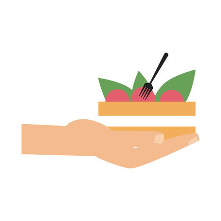 hand holding salad in bowl vector illustration graphic designのイラスト素材