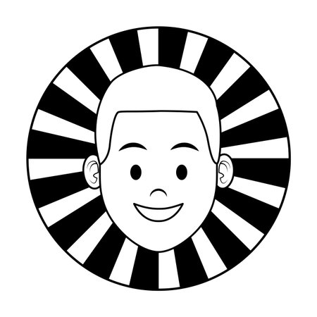 costumer services avatar man only face round icon drawing in white background vector illustration graphic designのイラスト素材