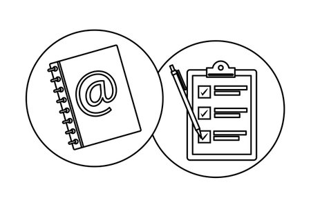 address book and checklist round icon drawing in white background vector illustration graphic designのイラスト素材