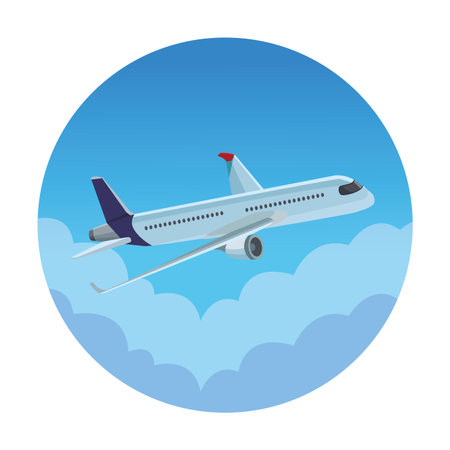 travel airplane icon round in white background vector illustration graphic designのイラスト素材