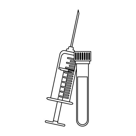 Blood test tubes syringe and test tube vector illustration graphic designのイラスト素材