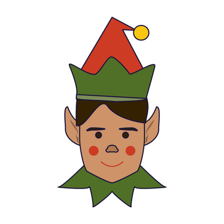 Christmas elf cartoon character head vector illustration graphic designのイラスト素材
