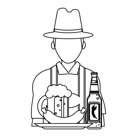 Bavarian man oktoberfest avatar with food and beer vector illustration graphic designのイラスト素材