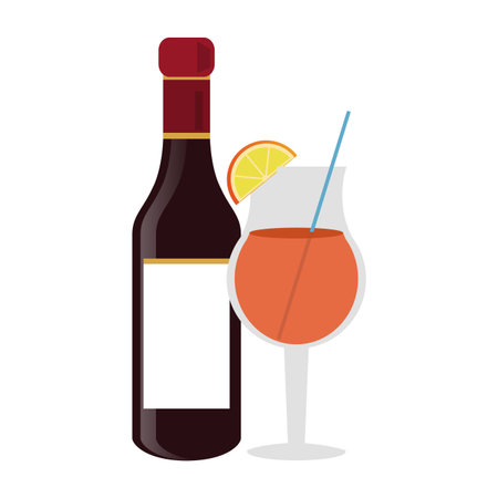 Cocktails and drink alcohol bottle vector illustration graphic designのイラスト素材
