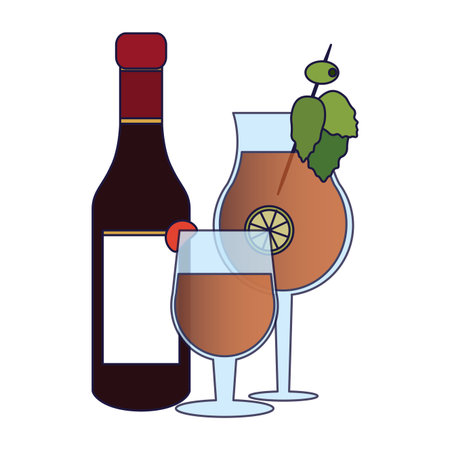 Cocktails and drink alcohol bottle vector illustration graphic designのイラスト素材