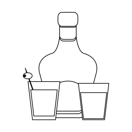 Alcohol bottle with cocktail shot vector illustration graphic designのイラスト素材