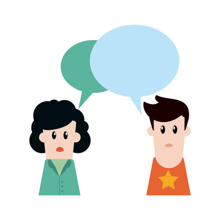 friends talking with speech bubbles cartoon vector illustration graphic designのイラスト素材