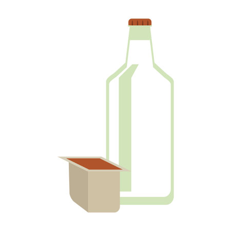 healthy food milk bottle and yogurth vector illustration graphic designのイラスト素材