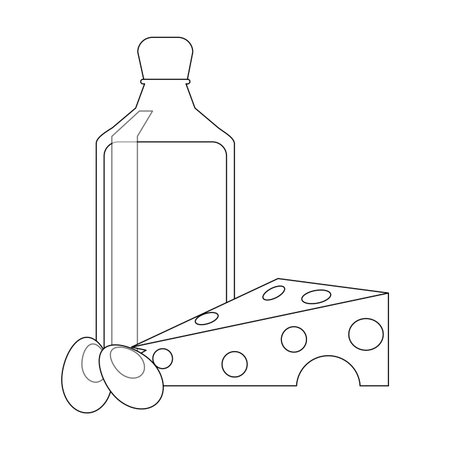 healthy food cheese with eggs with milk bottle vector illustration graphic designのイラスト素材