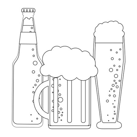 Beer bottle and cups vector illustration graphic designのイラスト素材
