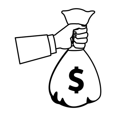 money bag with hand drawing in white background vector illustration graphic designのイラスト素材