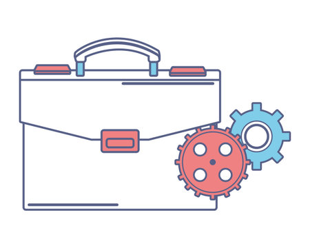 briefcase with gear icons in white background vector illustration graphic designのイラスト素材