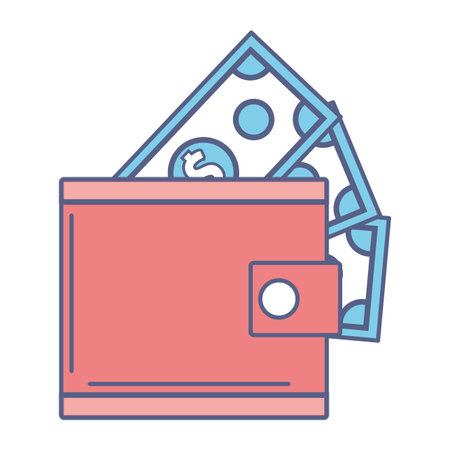 wallet with money isolated colorful in white background vector illustration graphic designのイラスト素材