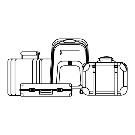 travel baggage icon suitcase and bags drawing in white background vector illustration graphic designのイラスト素材