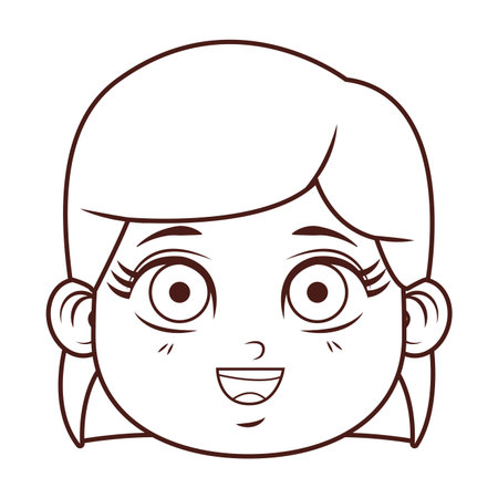 cute girl face cartoon vector illustration graphic designのイラスト素材