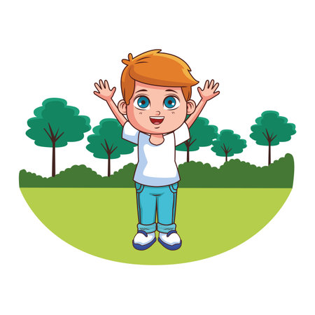 cute boy cartoon vector illustration graphic designのイラスト素材