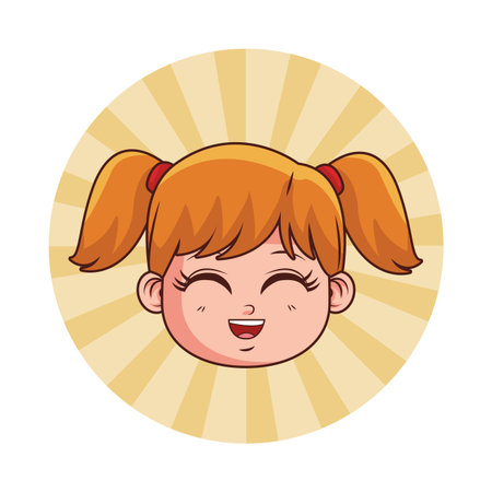 cute girl face cartoon vector illustration graphic designのイラスト素材