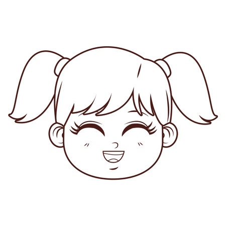cute girl face cartoon vector illustration graphic designのイラスト素材