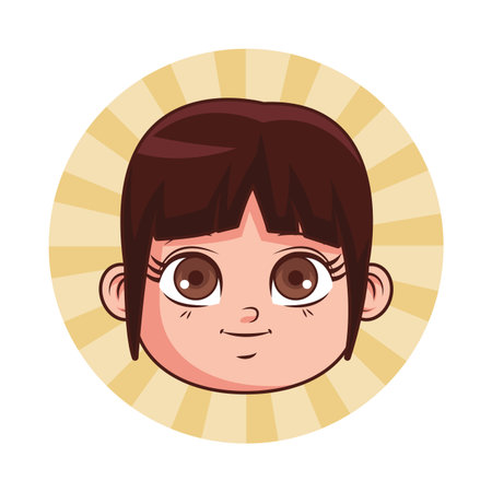 cute girl face cartoon vector illustration graphic designのイラスト素材